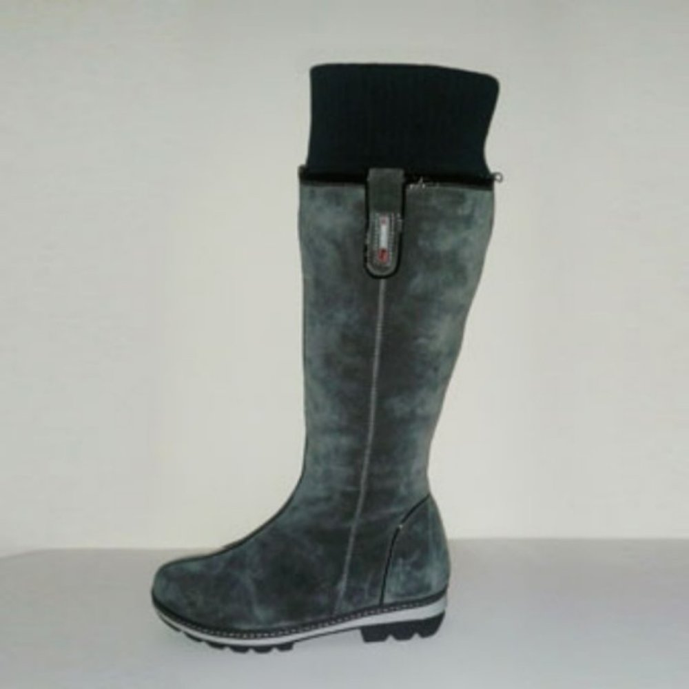 ELTEMPO WOMEN'S SUEDE WINTER HIGH-KNEE GRAY-GREEN